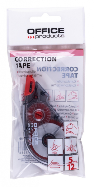 Korektor w taśmie OFFICE PRODUCTS, myszka, z mech. zabezpieczającym taśmę, 5mm x 12m, zawieszka