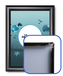 Czarna Rama Plakatowa Zatrzaskowa OWZ 25 mm, prosty narożnik A1