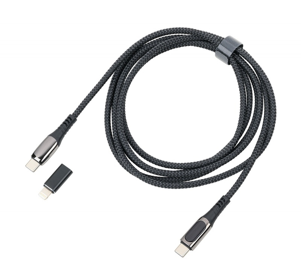 Kabel ładujący TROIKA Speedy XL, 2m, przejściówka USC-C na lightning, czarny