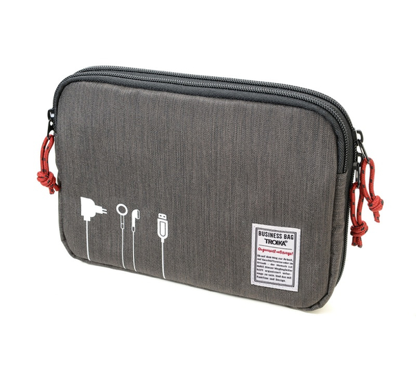 Organizer TROIKA Business Tech Pouch 2, na kable i akcesoria, szary