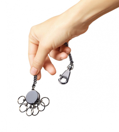 Brelok TROIKA Patent Chain, z łańcuszkiem, na 6 kluczy, chromowany