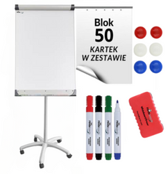 Flipchart Mobilny Magnetyczny Suchościeralny Premium FM4 z ramionami na blok + Akcesoria