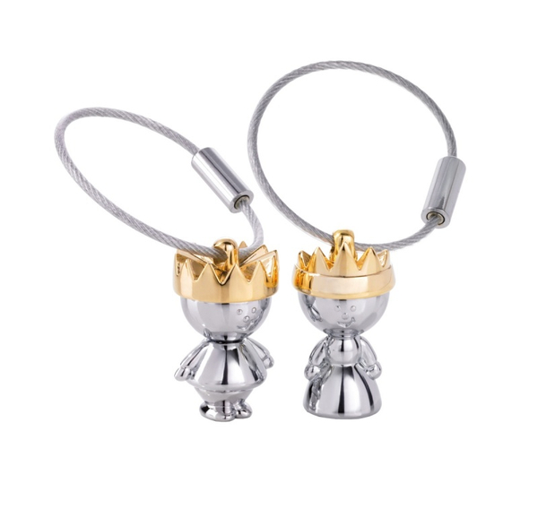 Brelok TROIKA Little King & Little Queen, chromowany metal