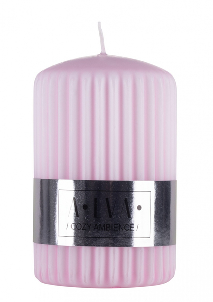 Świeca słupek ryflowana DONAU HOME Alva, 60x90mm, różowy