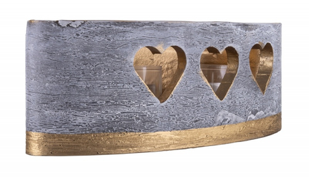 Lampion owal DONAU HOME Golden Heart, 270x95mm, grafitowy