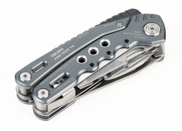 Narzędzie wielofunkcyjne TROIKA Fire Tool, 14 funkcji, szary