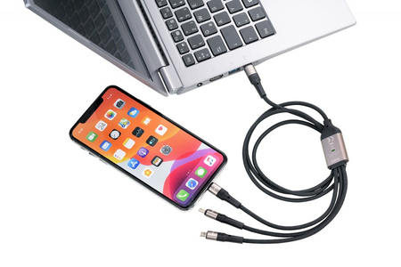Kabel ładujący TROIKA Dreizack Pro, 1,2m, 3w1, czarny