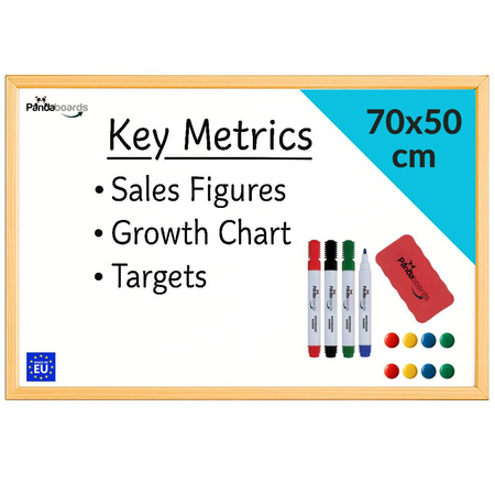 Tablica Magnetyczna Biała Suchościeralna 70x50 / 50x70 cm w Ramie Drewnianej WW1
