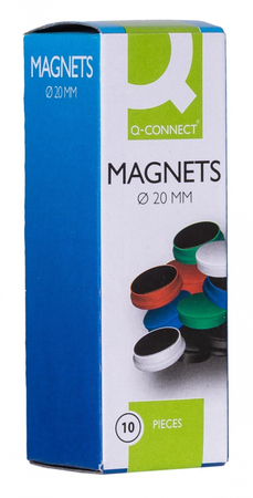 Magnesy do tablic Q-CONNECT, okrągłe, 20mm, 10szt, białe