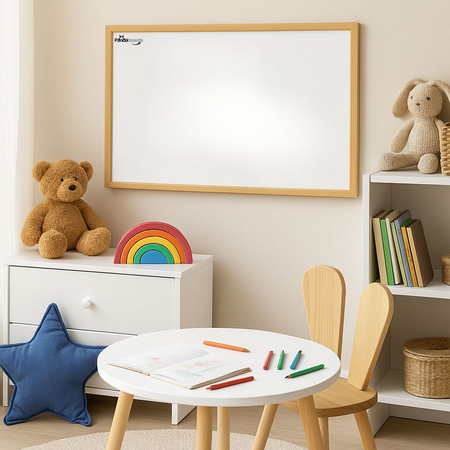 Tablica Magnetyczna Biała Suchościeralna 100x80 / 80x100 cm w Ramie Drewnianej WW1