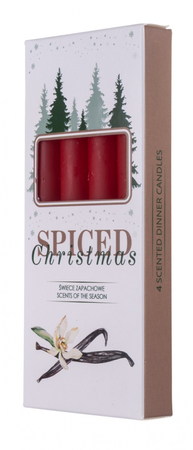 Świeca stołowa DONAU HOME Spiced Christmas, 20x170mm, 4 szt., wanilia, czerwony