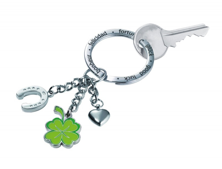 Brelok TROIKA Glucksbringer Klee, 3 charmsy, emaliowany metal