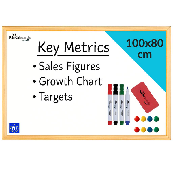 Tablica Magnetyczna Biała Suchościeralna 100x80 / 80x100 cm  w Ramie Drewnianej  WW1