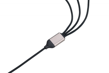 Kabel ładujący TROIKA Dreizack Pro, 1,2m, 3w1, czarny