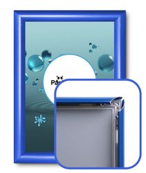 Niebieska Rama Plakatowa Zatrzaskowa OWZ 25 mm, prosty narożnik A1