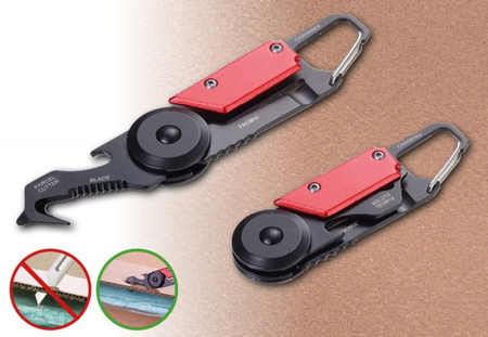 Brelok TROIKA Egon, z karabińczykiem, 5 funkcji, czarno‑czerwony