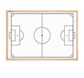 Tablica taktyczna PandaBoards such-mag biała, boisko do piłki nożnej, rama drewniana, 90x60 cm